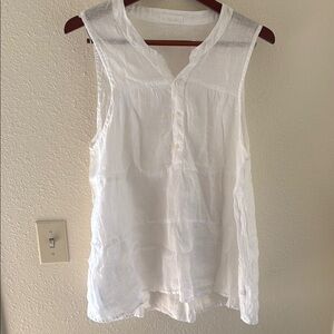 CP Shades White linen Buttoned Blouse Tunic size M